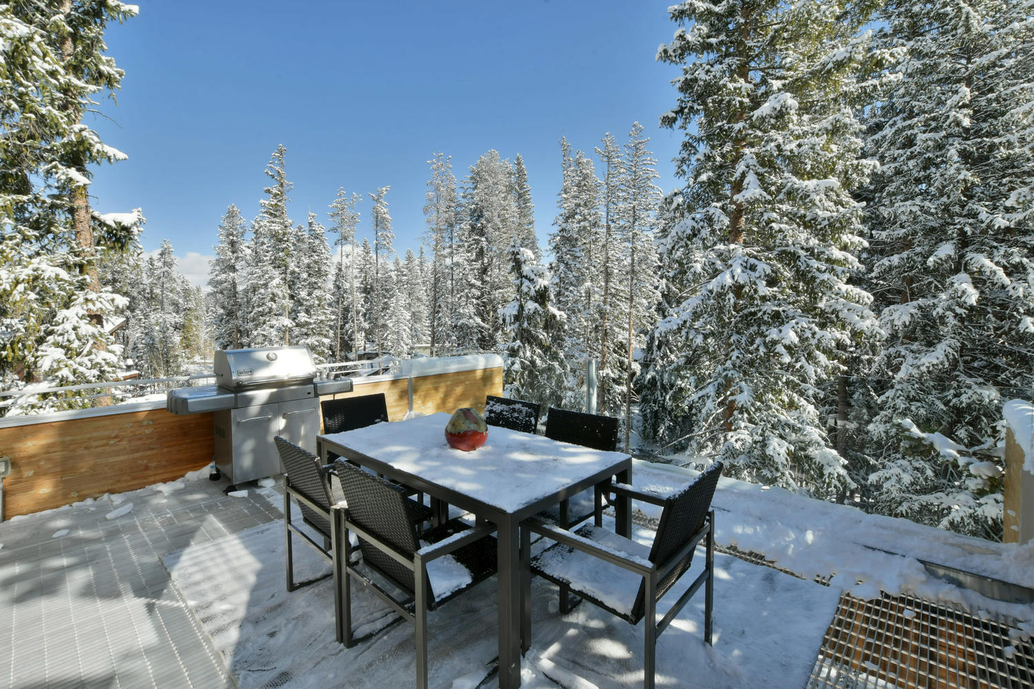 Patio view of one of our homes for rent in Colorado during winter