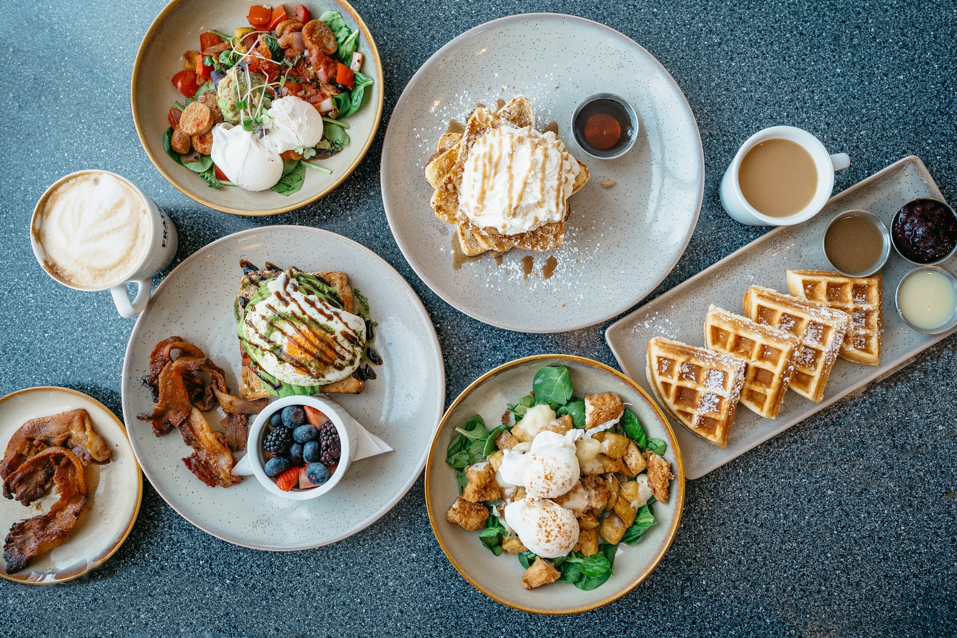 Brunch plates on a table